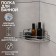 The bathroom shelf is angular, 20.5 × 20.5 × 6.5 cm, chromium color
