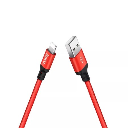 Hoco X14, Lightning cable - USB, 2 A, 2 m, fast charging, nylon braid, red-2