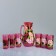 Set for juice with a tray "Zhostovo" Art painting, 6 glasses 1250/200 ml, red