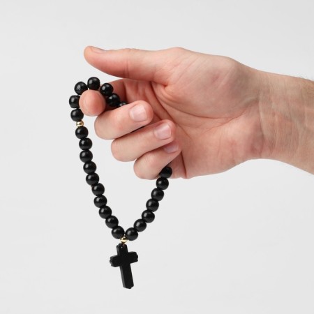Parsing wooden "Orthodox" 29 beads with a cross, black color-2