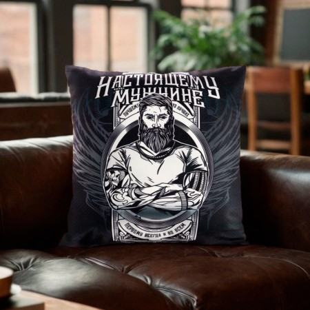 Pillow Ethel "Real Man" 40x40 cm, velor, 100% p/e