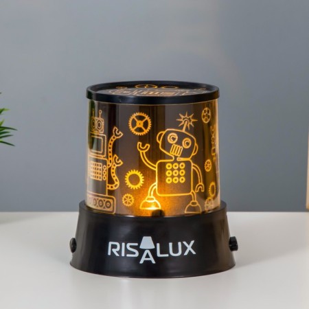 Night Projector "Robots" LED USB/from Black batteries 10.8x10.8x1.5 cm Risalux-2