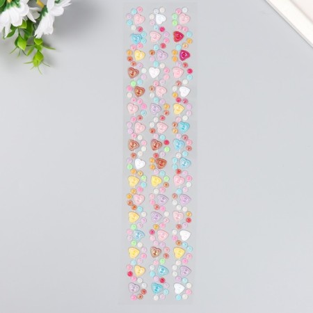 Stick plastic rhinestones "Lace hearts" mix 7x30 cm-1