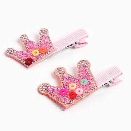 Hair clip "Crown" with rhinestones, 2 pcs 5.5 cm, princesses-2