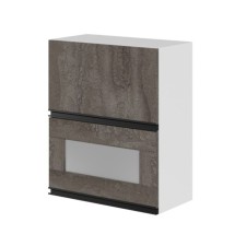 A hinged cabinet with 2 lifting dv with a glass of Noktyurn 600x300x720 White/Dark Concrete/Anthracite