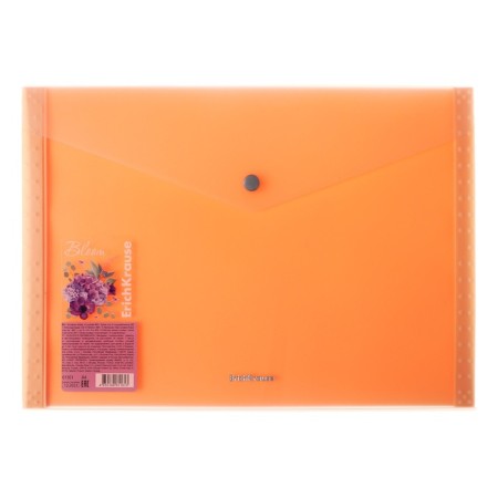 A4, 550 μm button, Erichkrause "Matt Pastel Bloom", with extension, 4 compartments, translucent, embossing "Sand", mix-2