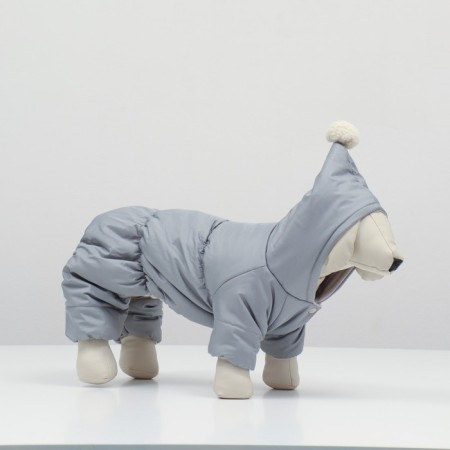 Winter overalls for animals, fleece, XL (DS 32-34, Osh 32, OG 40-44 cm), gray