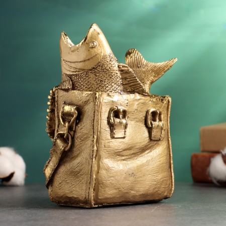 Figure - stand "Fish in the bag" 18x13x10cm, bronze-3