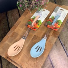 Silicone spoon Lenardi, with slots, 33 cm, color mix