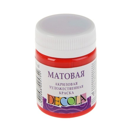 Acrylic matte paint 50 ml, ZHK Decola, Red, 14328331