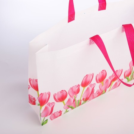 Bag without fastening, white/pink color-2