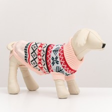 Sweater knitted with ornaments, size L (DS 26, OG 32-42, Osh 22-32 cm), beige