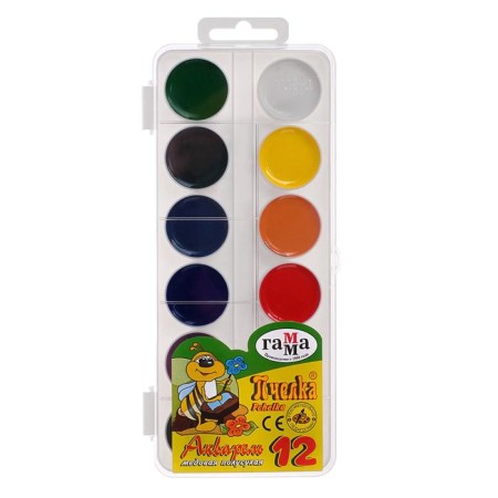 Watercolor 12 colors "Gamma" "Bee", honey, without brush, plastic-1