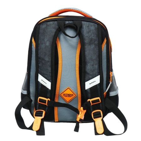School backpack 37 x 28 x 13cm, ergonomic back, Across 557, + bag, black/orange-4