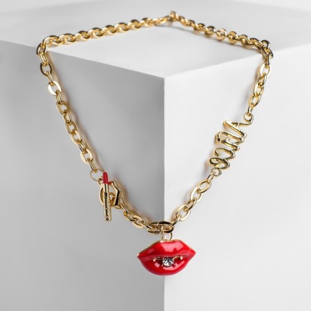 Piece "chain" lips and match, red color in gold, 45 cm-1
