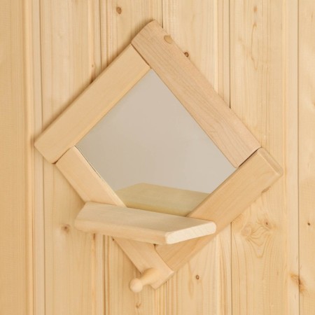 Mirror "Big Romb" with a shelf and hook, 24.5 × 24.5 cm-1