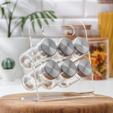 Set for glass spices on the stand "Modern", 23 × 9 × 22 cm, 90 ml, 4 × 9.5 cm, 6 pcs