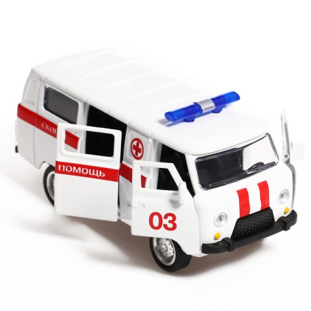 Metal machine "UAZ-3962. Ambulance ", inertia, 1:43-3