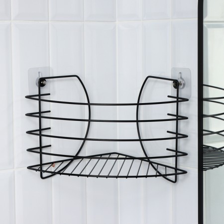 Corner shelf for a bathroom with a high side, 22.5 × 22.5 × 20.5 cm, black color is black-3