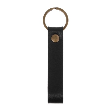 Leather keychain for a car key, strap, genuine leather, black-2