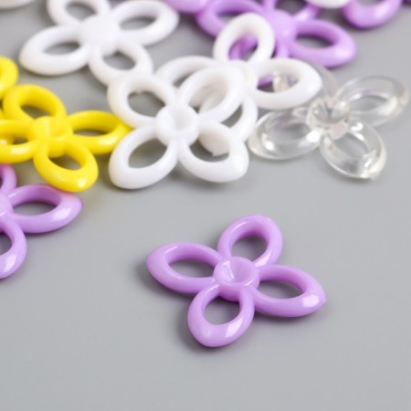 Decor for creativity "Flower. Yellow, violet, white and transparent" NR 20 g 2.8x2.8x0.4 cm-1