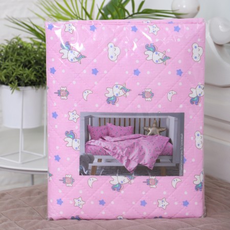 Coaters of unicorns 110x140cm, pink, calico 120g/m, XL 100%-3
