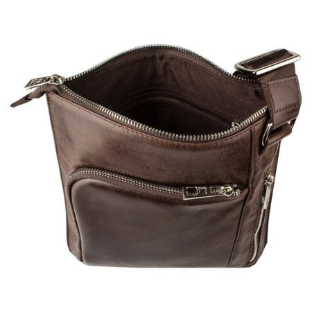 Male bag, lightning department, 2 outer pockets, adjustable belt, brown color-1