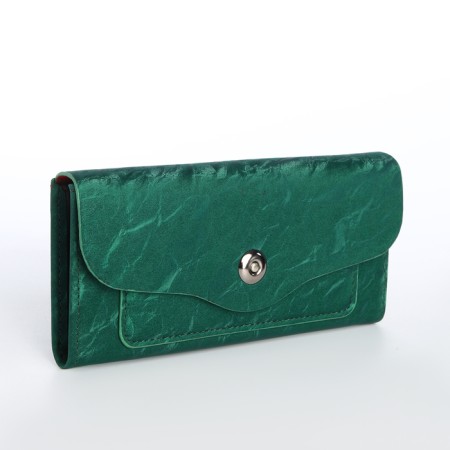 Women's wallet on magnet, green color
