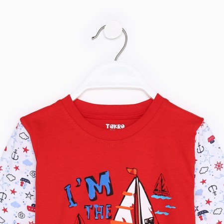 Pajamas for a boy, red/white color, height 98 cm-1