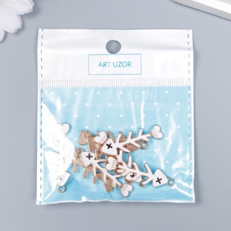 Decor for creativity metal, enamel "Skeleton of fish" white 3.5x1 cm-3