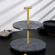 Magistro Granite marble dish, 2-tier, d = 25/30 × 33 cm, color gray color