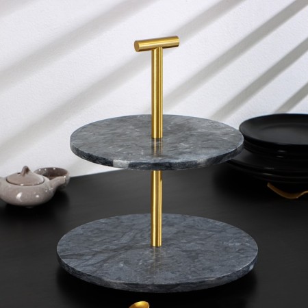 Magistro Granite marble dish, 2-tier, d = 25/30 × 33 cm, color gray color
