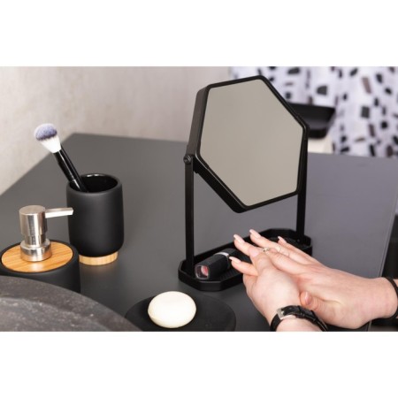Cosmetic desktop mirror, 3x-lizards, black matte-1