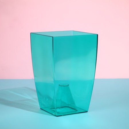 Pot for orchids, 2 l, 12.5 × 19.5 cm, plastic, transparent-turquoise