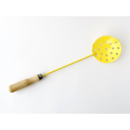 Ice scoop, painted, handle plastic under wood, yellow color