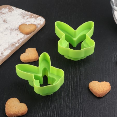 A set of forms for cutting the cookies "rabbit", 2 pcs, green color-1