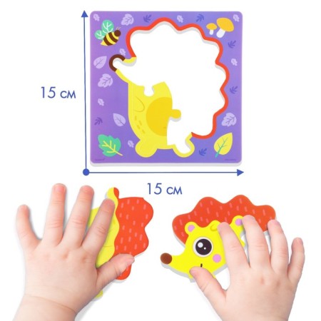 Soft puzzle for kids "Hedgehog on a walk", 3 details, crush me-2
