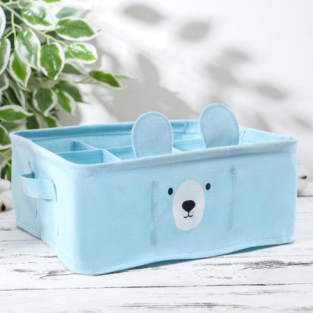 Storage basket with handles of the share "Bear", 9 cells, 28 × 28 × 11 cm, blue color