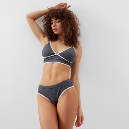 Female set (top, panties) dark gray color, size 46-48-10
