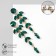 Hanging earrings with rhinestones "bun" deciduous, emerald color in gold, 9.5 cm
