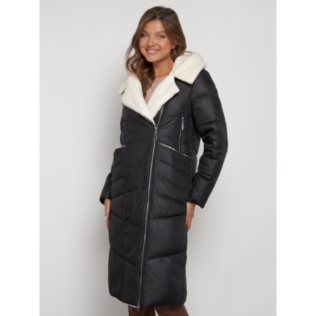 Coat insulated winter female, size 48, black color-6