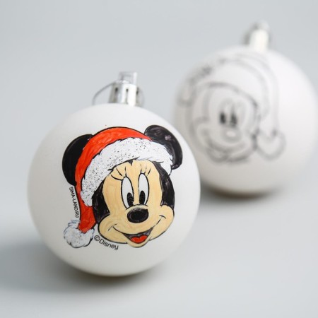 New Year's Christmas tree decoration for coloring, set 2 pcs, ball size 5.5 cm, Mickey Mouse-2