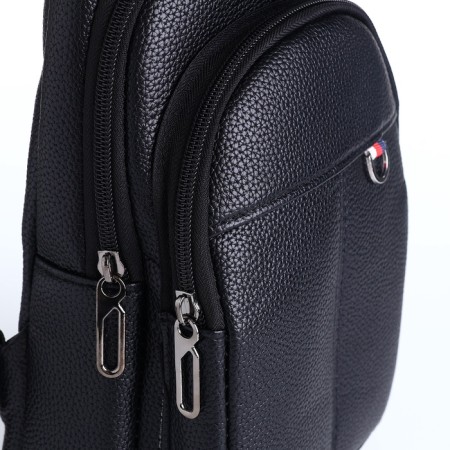 Male sling bag, artificial leather, black color-4