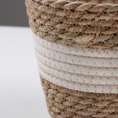 Kashpo wicker "Tanzania", 17.5x17.5x16 cm, natural, white-2