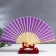 Fan bamboo, textiles h = 21 cm "monocet" in a box, purple