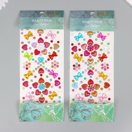 Sticker of rhinestones plastic "Rose and bows" MIX 25x10 cm