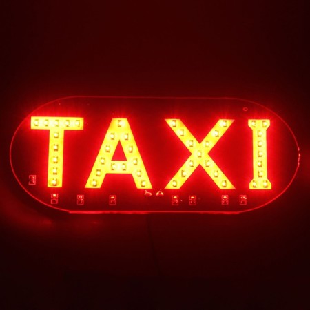 Taxi LED sign, 12 V, 45 LED, 13 × 6 cm, wire 20 cm, red-1