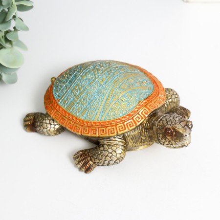 Souvenir Polystone "Turtle Ground" patterns on color carapace 10.5x10.5x5.5 cm-1