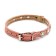 The collar is two-layer leather with rhinestones, 1.2 x 35 cm, Osh 20-30 cm, pink