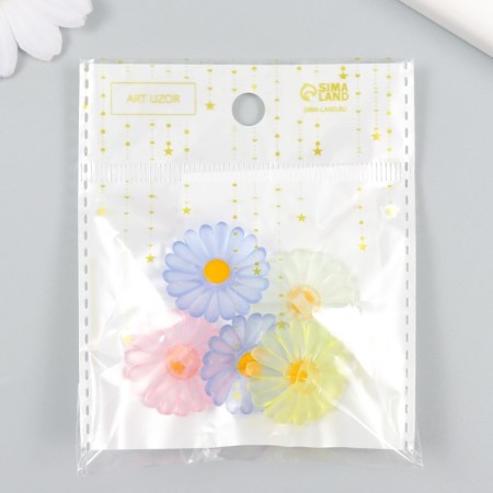 Button plastic for creativity "Chamomile" mix 2.5x2.5x1.6 cm-3